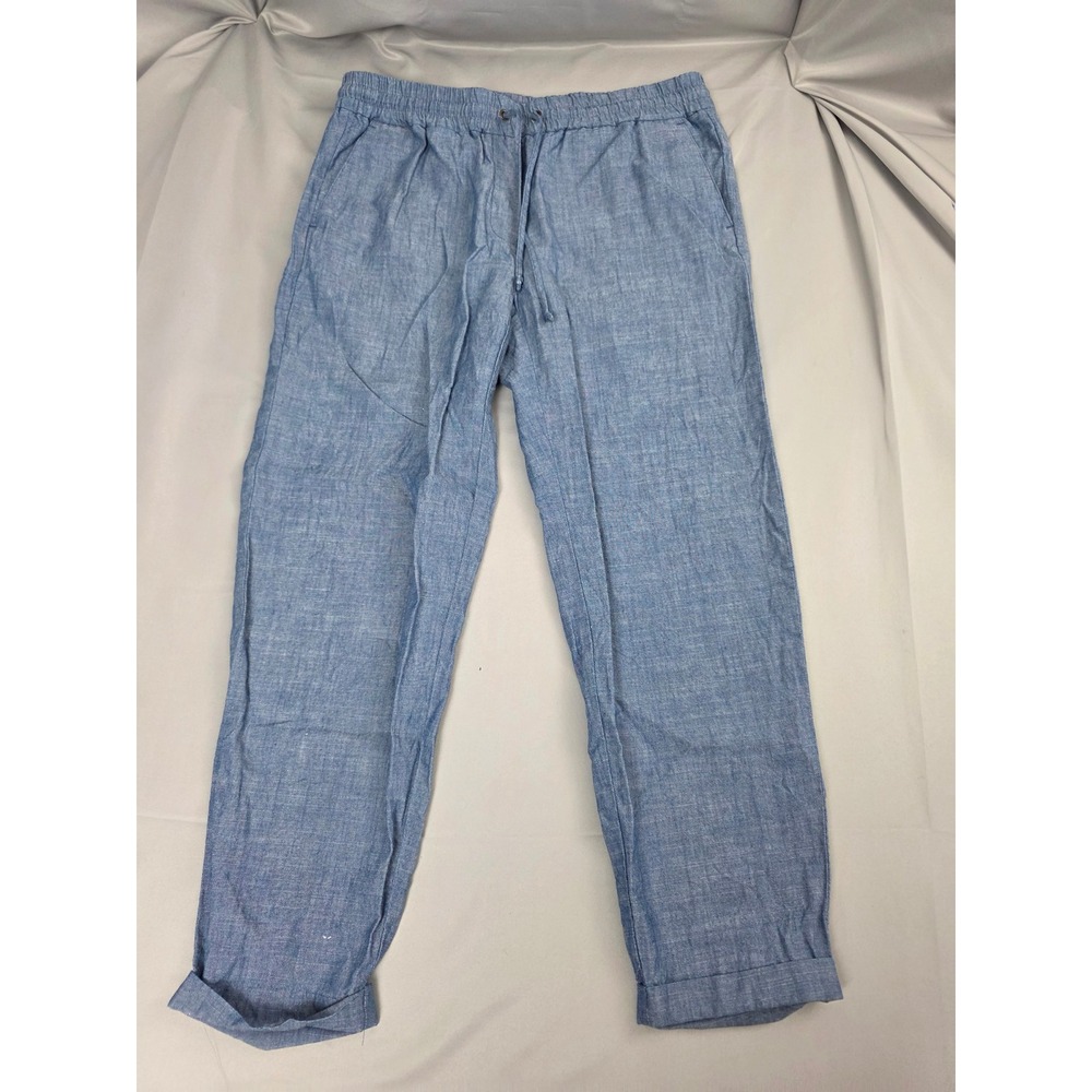 J.Crew Re-Imagined Blue Cotton Chambray Elastic Waist Drawstring Pants Size 4